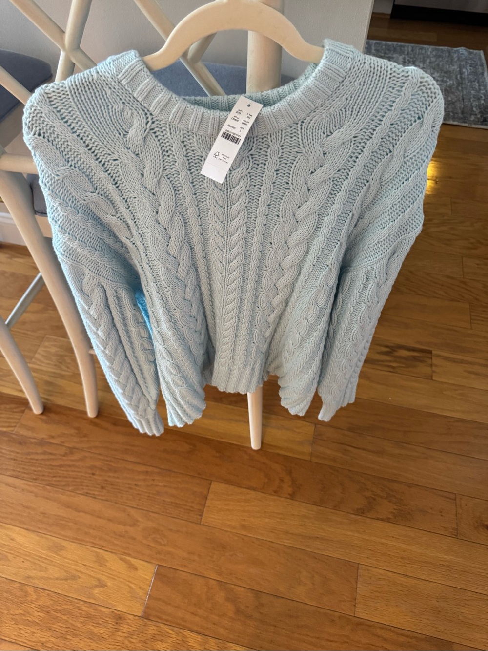 J. Crew Pale Blue Cable-Knit Scoopneck Sweater